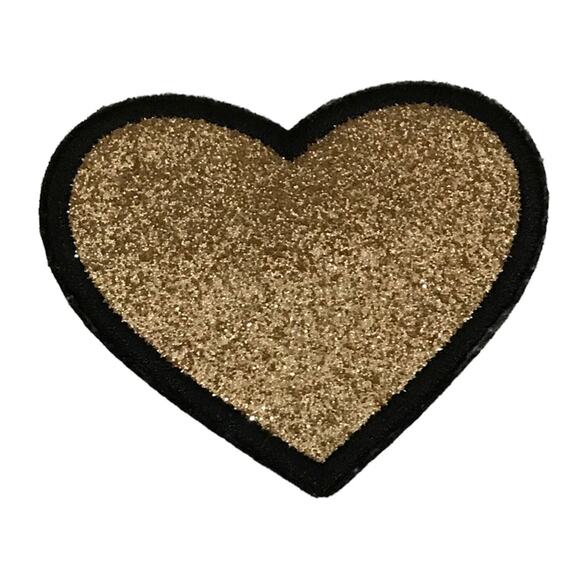 Glittered Gold Heart Patch/ Pin - Picture 1 of 3